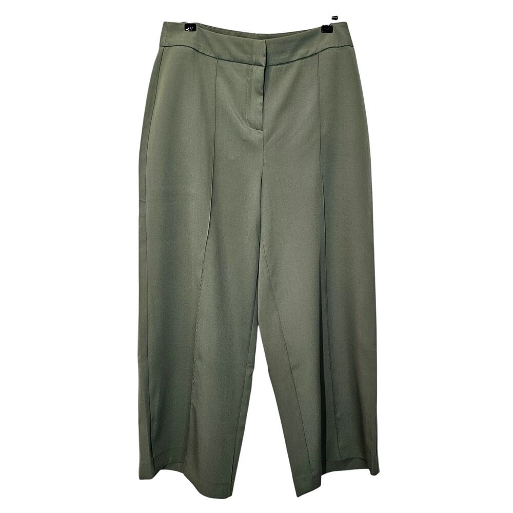 Nanette Lepore Prairie Sage Green Wide‎ Leg Cropped Pants Inseam 25" Size Medium - Picture 1 of 10